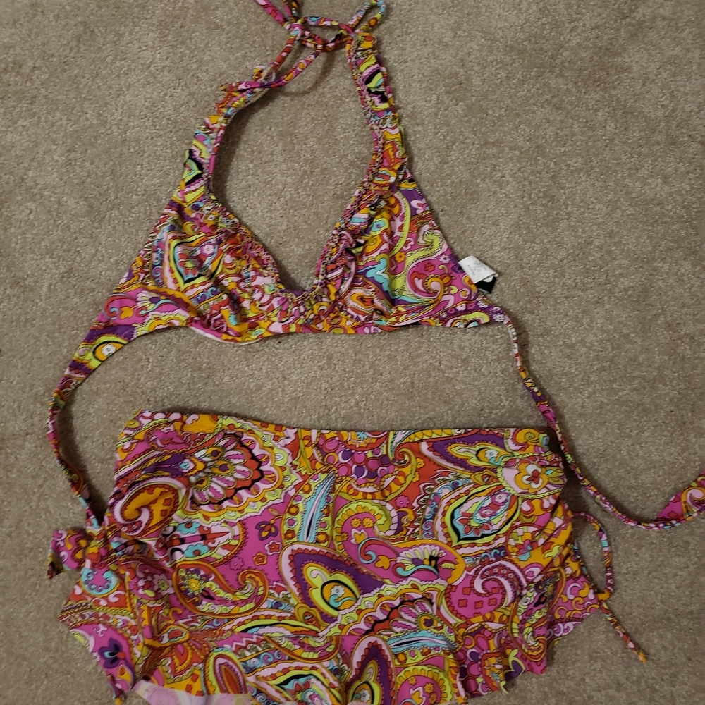 2 piece bikini with built in skirt